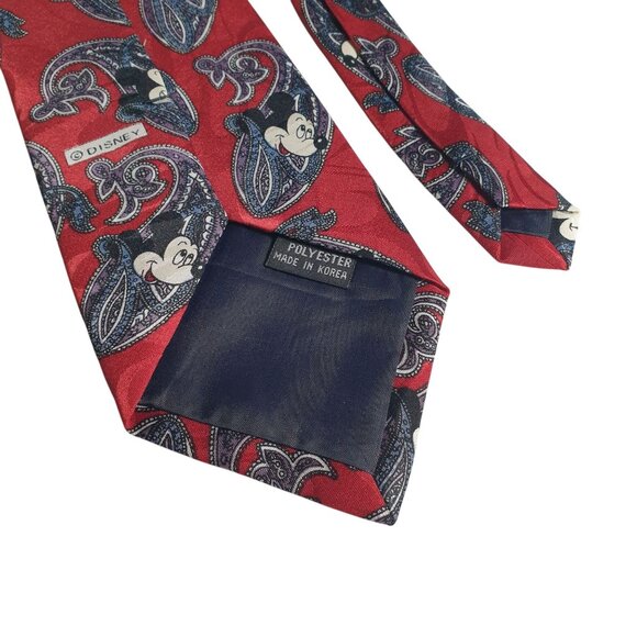 Vintage Disney Mickey Mouse Necktie Paisley Design Balance Inc Tie Works Maroon - Picture 5 of 5